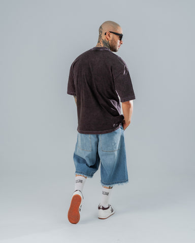 Camiseta Oversize Básica Lavanda - Acid Wash 270 Gramos