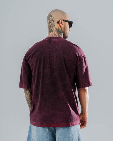 Camiseta Oversize Básica Morada - Acid Wash 270 Gramos