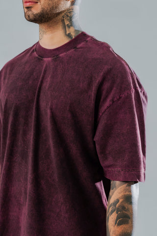Camiseta Oversize Básica Morada - Acid Wash 270 Gramos