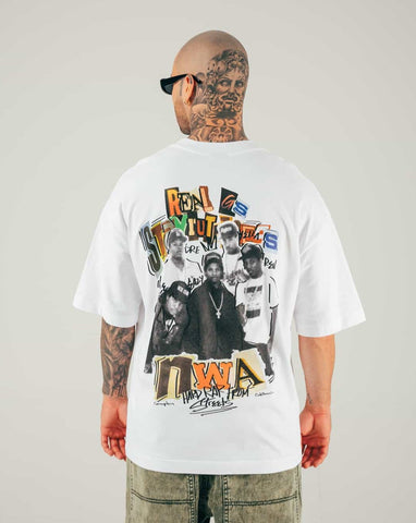 Camiseta Para Hombre Oversize Blanca Streets NWA