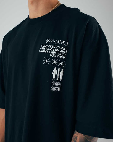 Camiseta Para Hombre Oversize Negra Distorcion