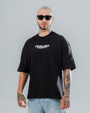 Camiseta Oversize Negra Feeling Trippy