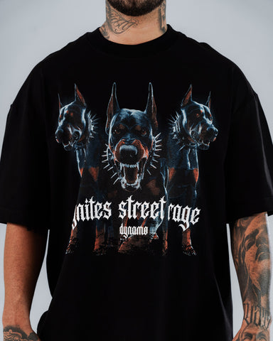 Camiseta Para Hombre Oversize Negro Street Rage