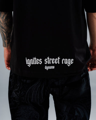 Camiseta Para Hombre Oversize Negro Street Rage