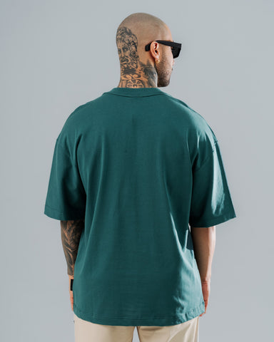 Camiseta Oversize Verde Bordado Tonal