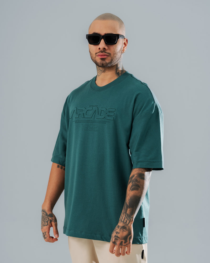 Camiseta Oversize Verde Bordado Tonal