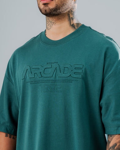 Camiseta Oversize Verde Bordado Tonal