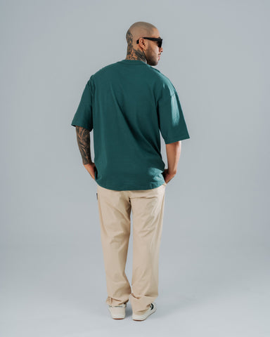 Camiseta Oversize Verde Bordado Tonal