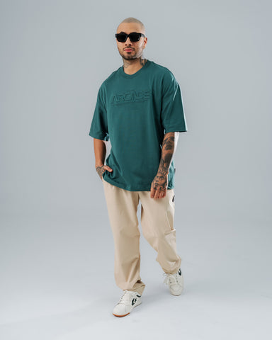Camiseta Oversize Verde Bordado Tonal