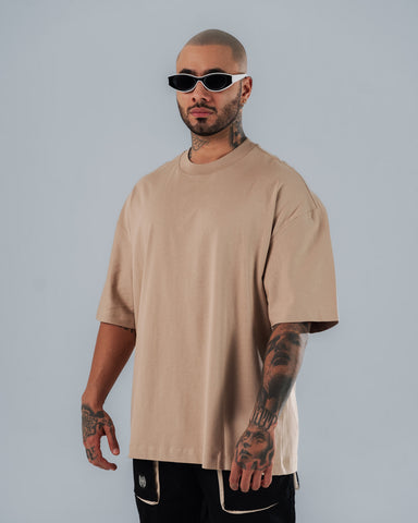 Camiseta Para Hombre Básica Oversize Classic Taupé