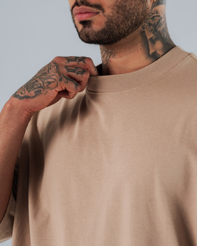 Camiseta Para Hombre Básica Oversize Classic Taupé