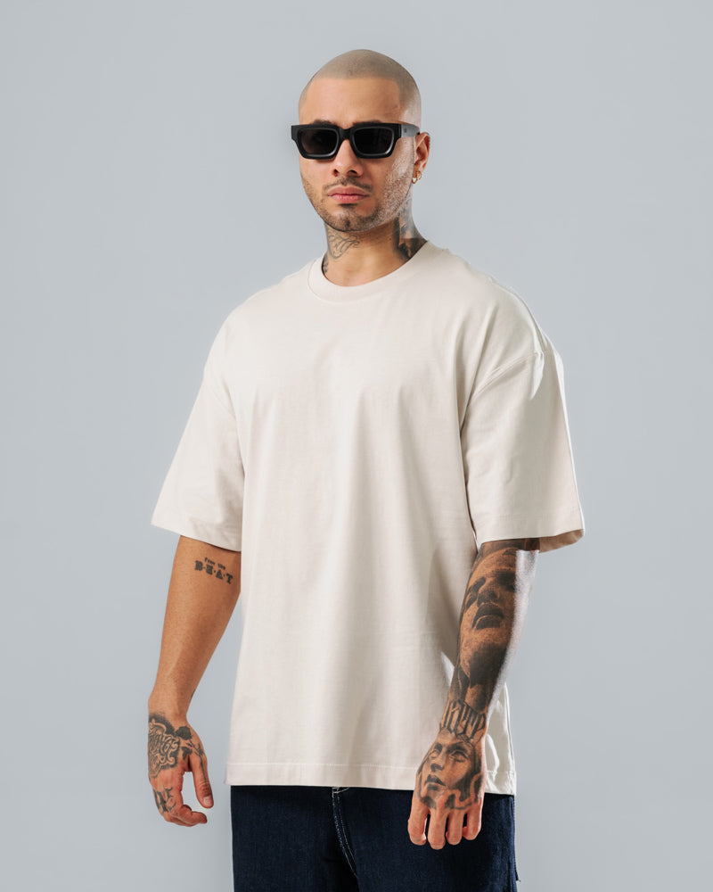 Camiseta Para Hombre Básica Oversize Silver