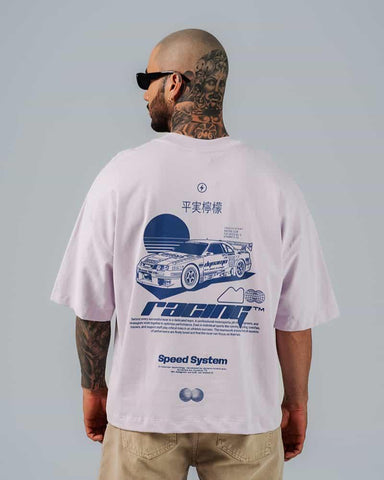 Camiseta Para Hombre Box Fit Lavanda Racing