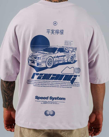 Camiseta Para Hombre Box Fit Lavanda Racing