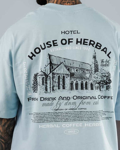 Camiseta Para Hombre Oversize Azul Claro House Of Herbal