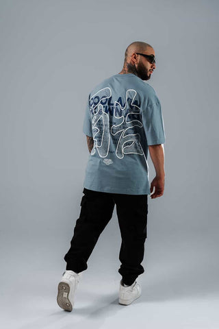 Camiseta Para Hombre Oversize Azul Cool