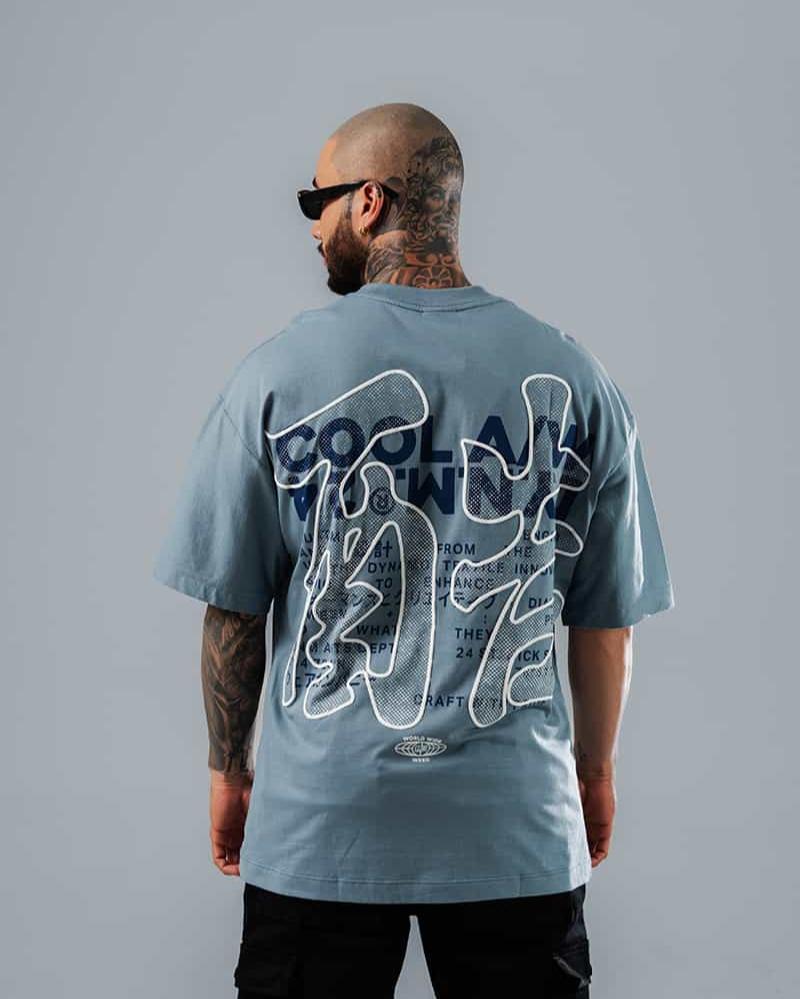 Camiseta Para Hombre Oversize Azul Cool