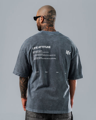 Camiseta Para Hombre Oversize Con Efecto Lavado Azul Grisáceo Life