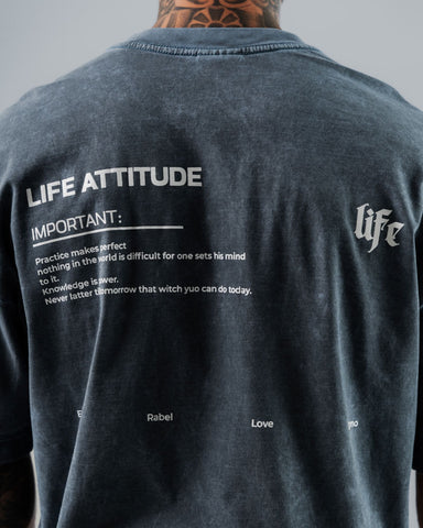 Camiseta Para Hombre Oversize Con Efecto Lavado Azul Grisáceo Life