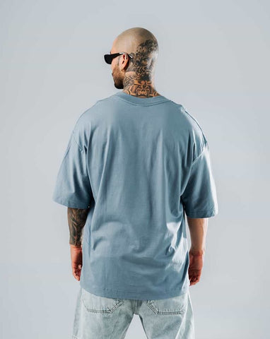 Camiseta Para Hombre Oversize Básica Gris Azulado
