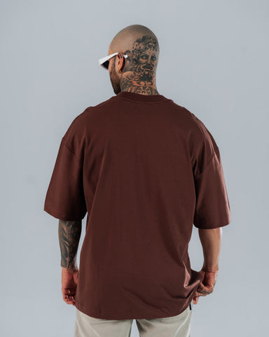 Camiseta Para Hombre Oversize Básica Café Oscuro