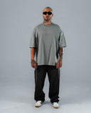 Camiseta Para Hombre Oversize Básica Gris Cemento