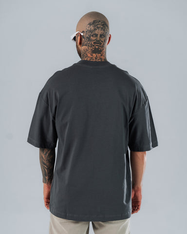 Camiseta Para Hombre Oversize Básica Gris Ceniza