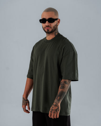 Camiseta Para Hombre Oversize Básica Verde