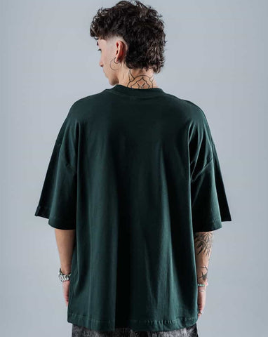 Camiseta Para Hombre Oversize Básica Verde Pino