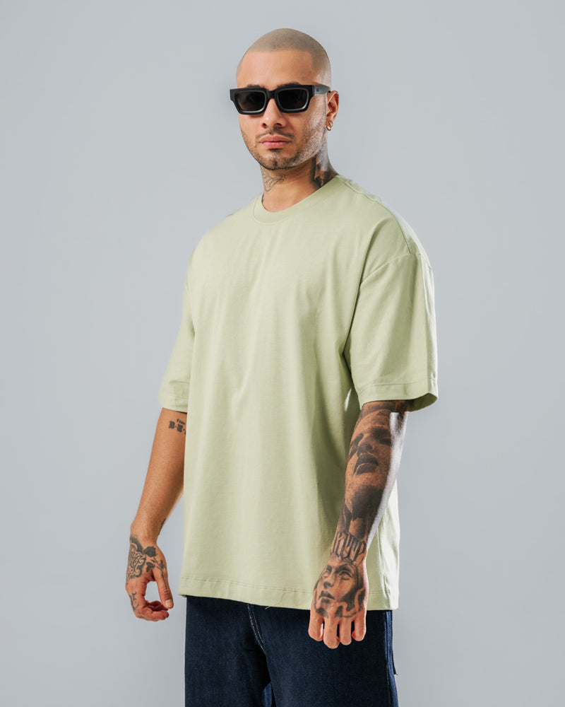 Camiseta Para Hombre Oversize Básica Verde Oliva