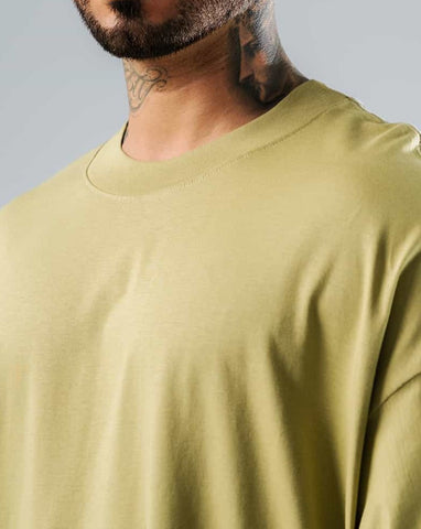 Camiseta Para Hombre Oversize Básica Verde Sepia
