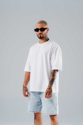 Camiseta Para Hombre Oversize Blanca Born In The Streets