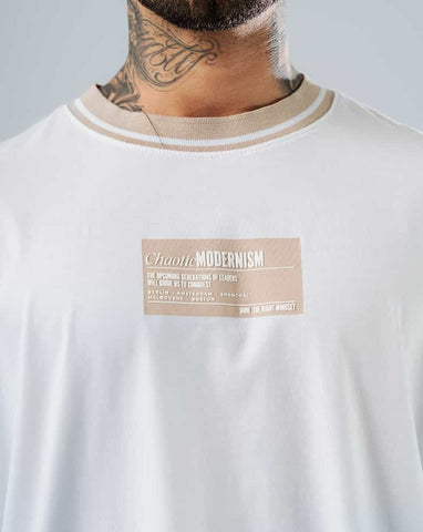 Camiseta Para Hombre Oversize Blanca Chaotic Modernism