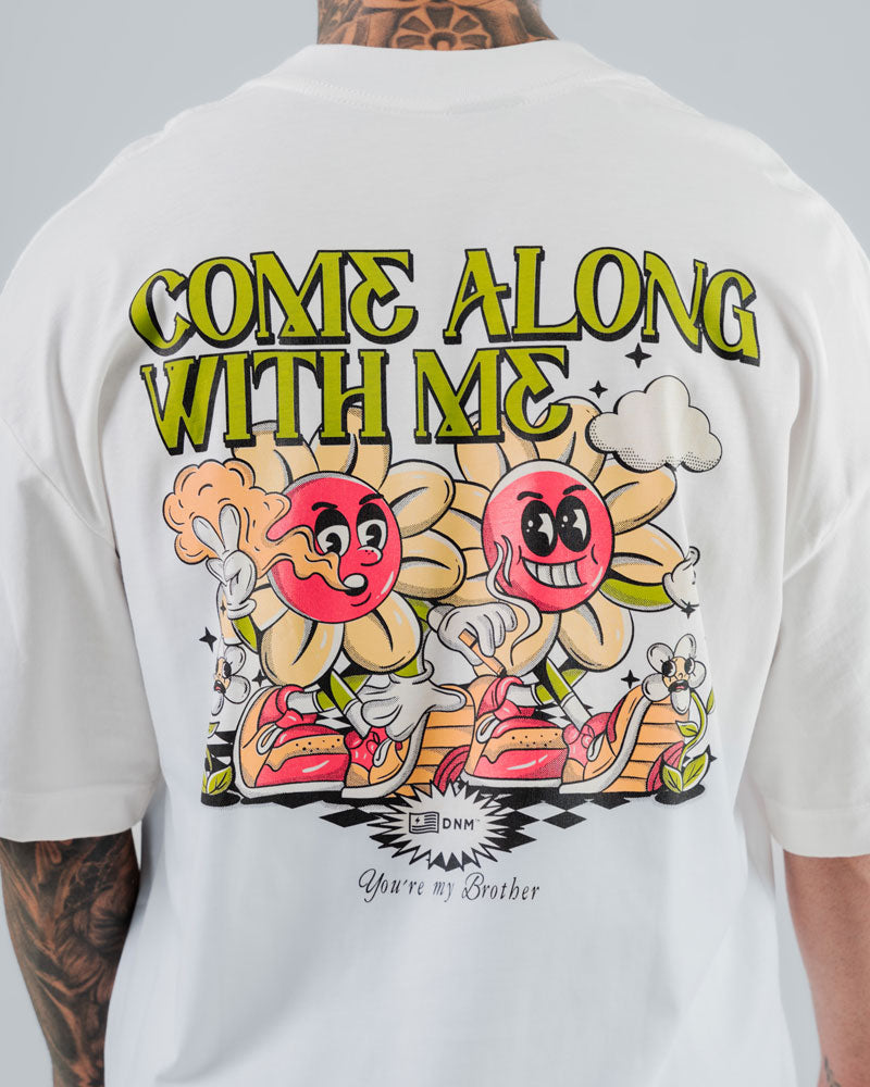 Camiseta Para Hombre Oversize Blanca Come Alone With Me