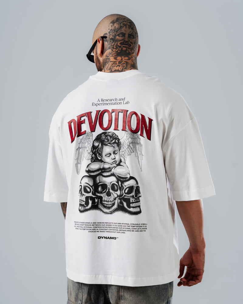 Camiseta Para Hombre Oversize Blanca Devotion