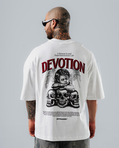 Camiseta Para Hombre Oversize Blanca Devotion