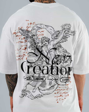 Camiseta Para Hombre Oversize Blanca New Creation