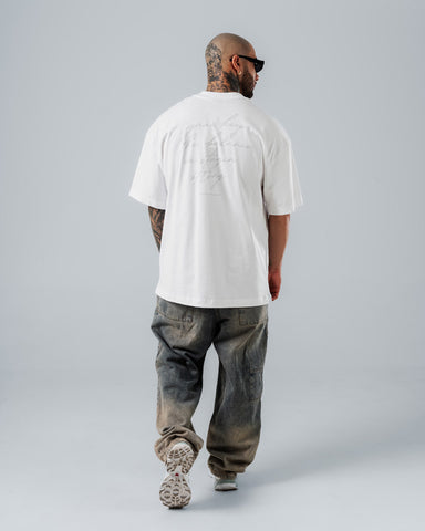 Camiseta Para Hombre Oversize Blanca Rap