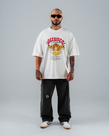 Camiseta Para Hombre Oversize Blanca Sacrament