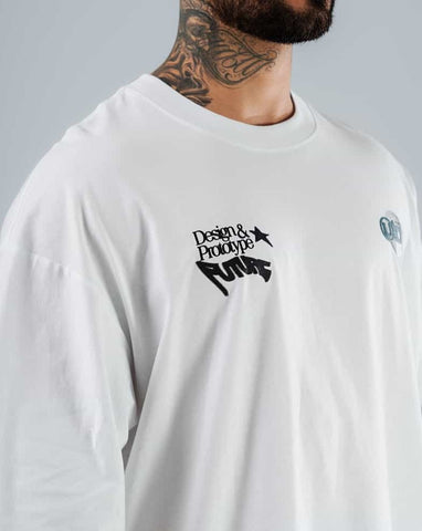 Camiseta Para Hombre Oversize Blanca Utopia