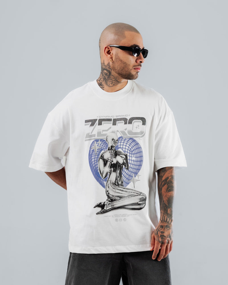 Camiseta Para Hombre Oversize Blanca Zero