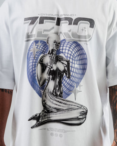 Camiseta Para Hombre Oversize Blanca Zero