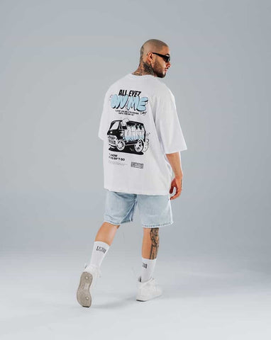 Camiseta Para Hombre Oversize Blanco All Eyez On Me