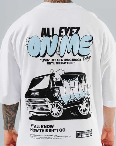 Camiseta Para Hombre Oversize Blanco All Eyez On Me