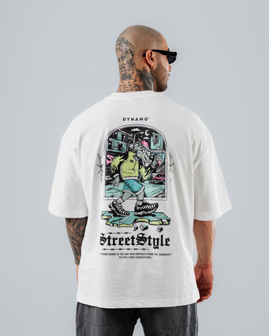 Camiseta Para Hombre Oversize Blanco Attitude