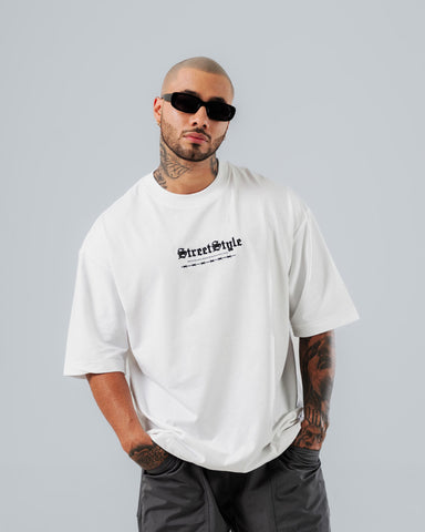 Camiseta Para Hombre Oversize Blanco Attitude