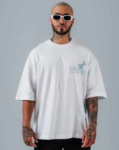 Camiseta Para Hombre Oversize Blanco Blow Up