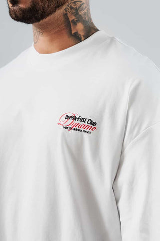 Camiseta Para Hombre Oversize Blanco Break-Fast Club