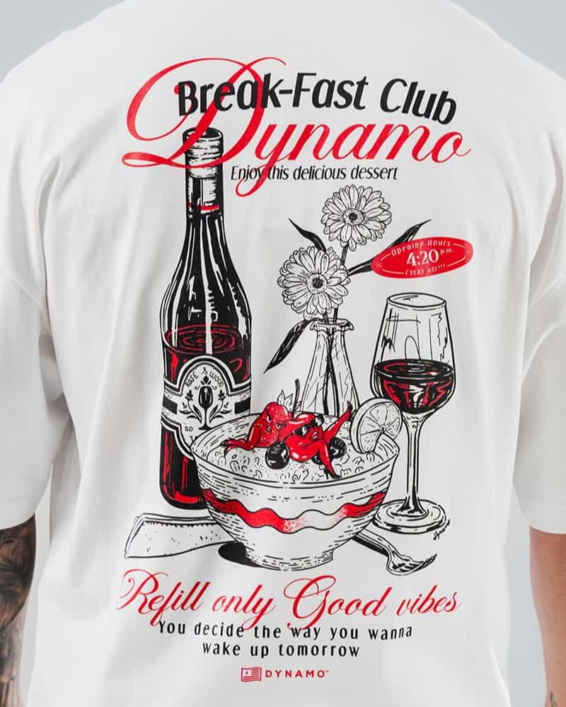 Camiseta Para Hombre Oversize Blanco Break-Fast Club