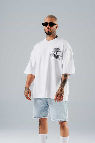 Camiseta Para Hombre Oversize Blanco Care